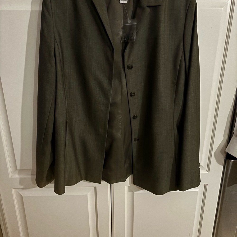 Ann Taylor LOFT Wool Blend grey button hidden Long Sleeve Jacket Lined Size 8